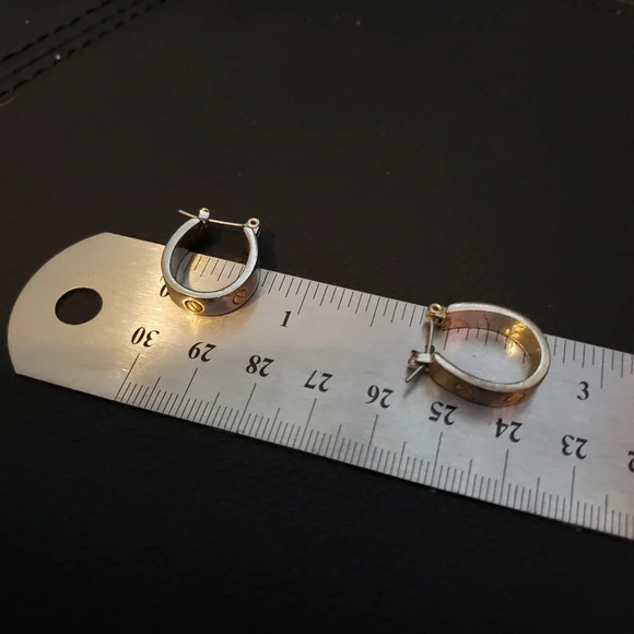 *EARRINGS,  silver and gold tone - Picture 5 of 5